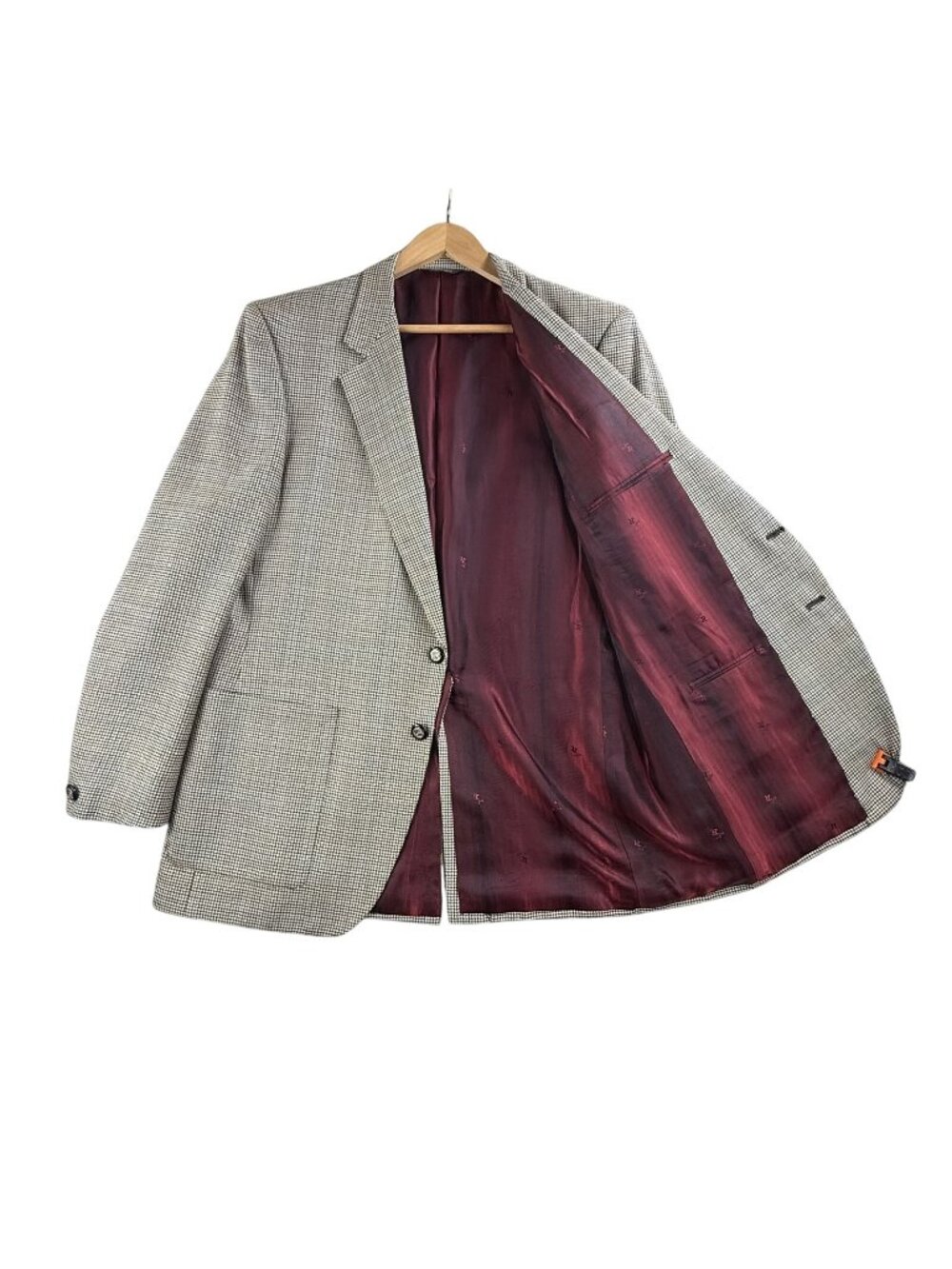 Vintage Louis Roth Blazer Mens 44L Beige Check Wool Tweed Sport Coat Jacket USA